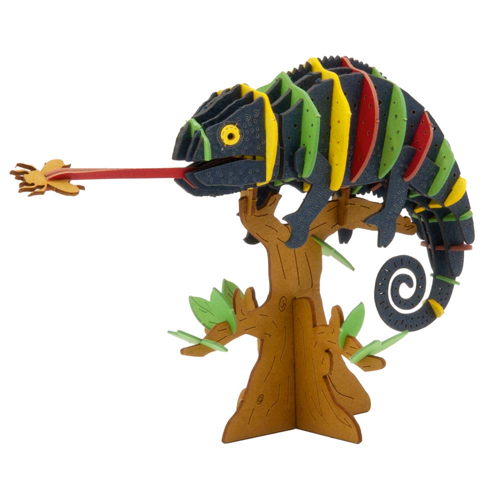 3D Papiermodell Chamäleon bunt