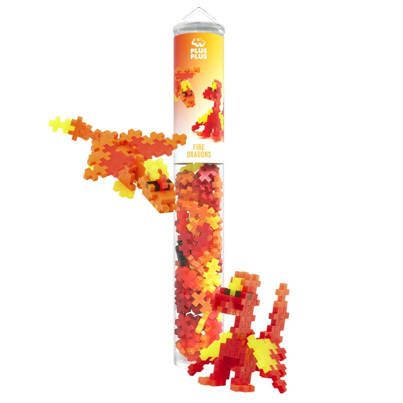 Plus-Plus Tube Mini Basic: Feuer Drache - 100 Bausteine