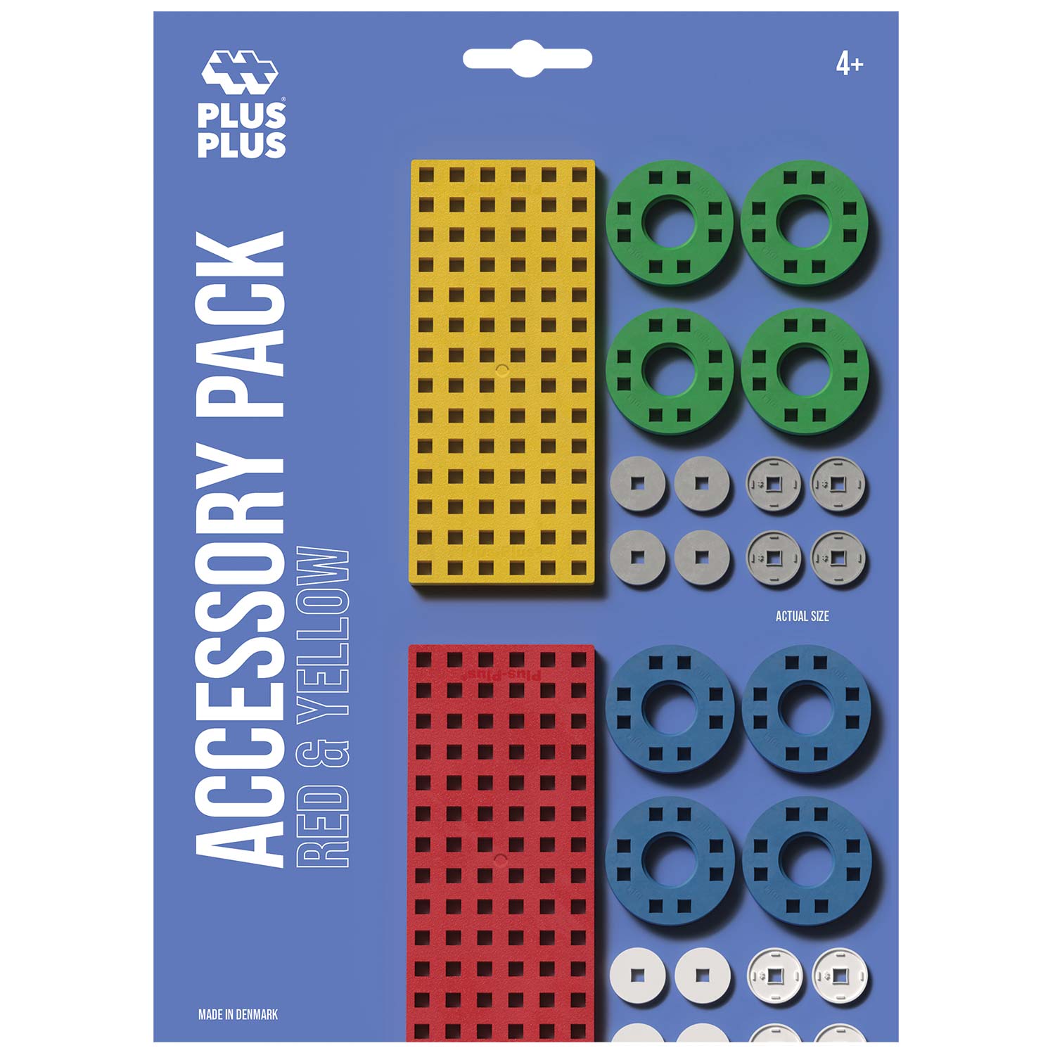 Plus-Plus Mini GO!: Zubehörset mit Räder, rot/gelb