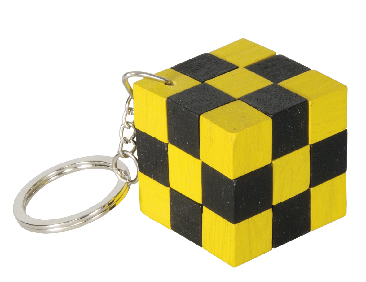 Schlüsselanhänger Schlangenwürfel schwarz/gelb