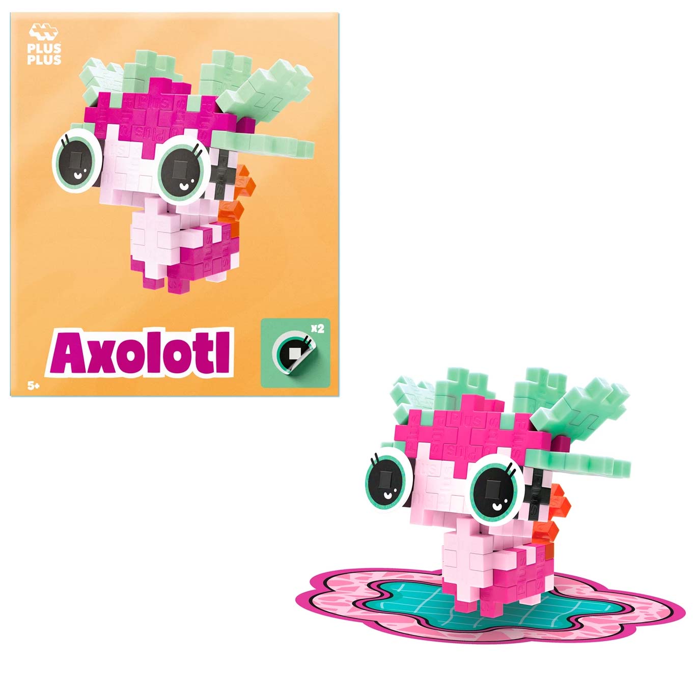 Plus-Plus Mini Basic: Axolotl pink - 31 Bausteine