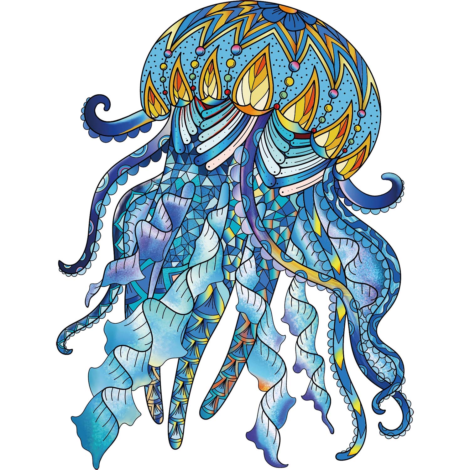 Rainbow Wooden Puzzle Jellyfish (Qualle)