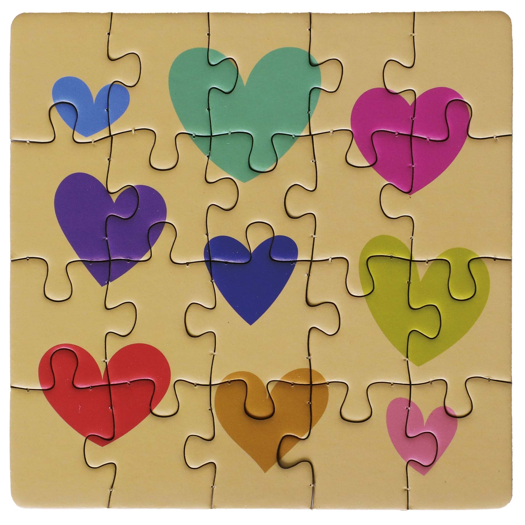 Puzzle-Geschenkkarte Happy Birthday Herzen