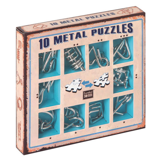 10 Metallpuzzle im Set "blau"