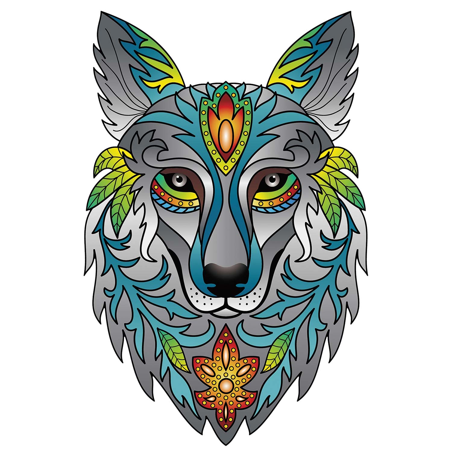 Rainbow Wooden Puzzle Wolf