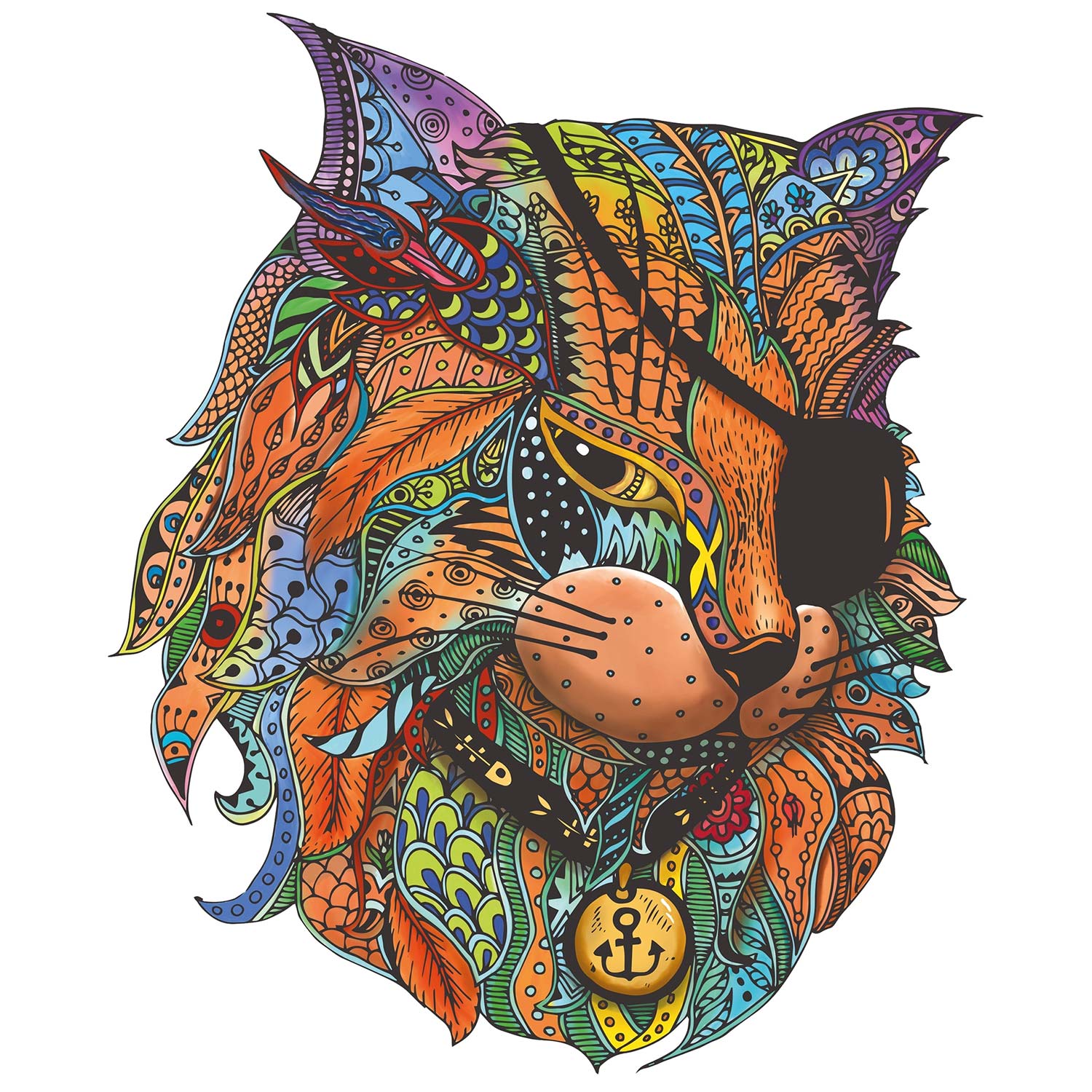 Rainbow Wooden Puzzle Pirate Cat (Piraten-Katze)