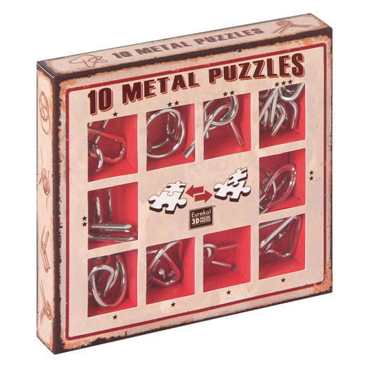 10 Metallpuzzle im Set "rot"
