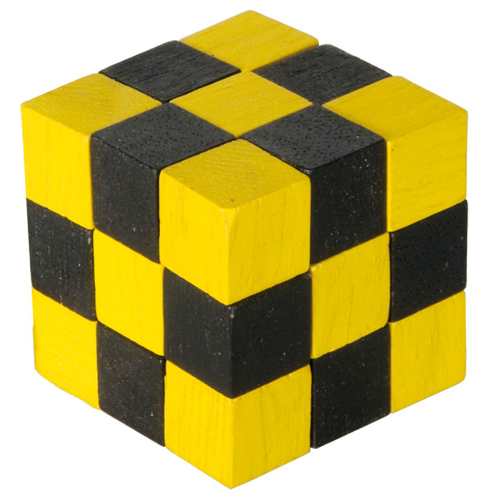 Holz-Schlangenwürfel gelb/schwarz