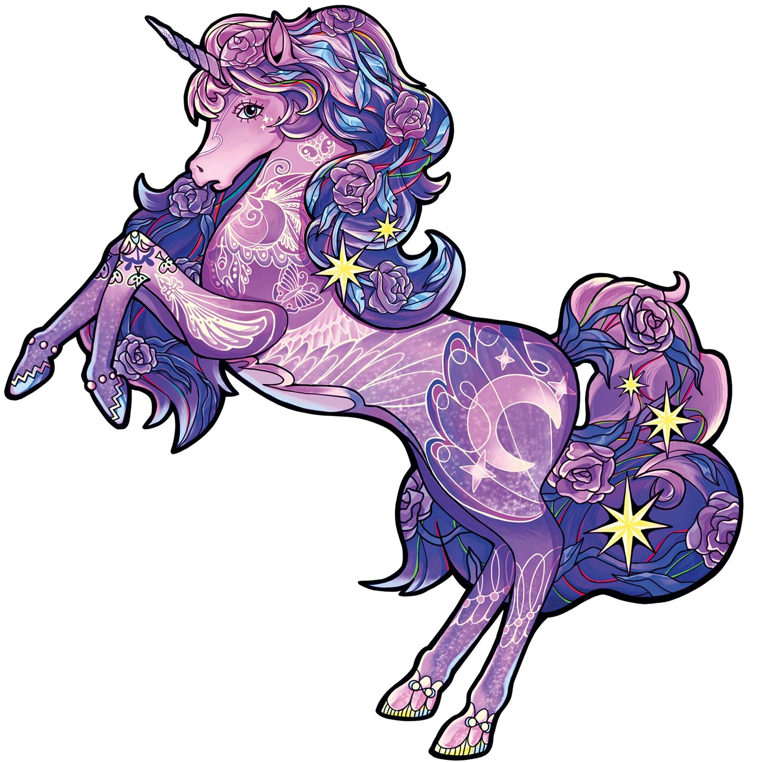 Rainbow Wooden Puzzle Unicorn (Einhorn)