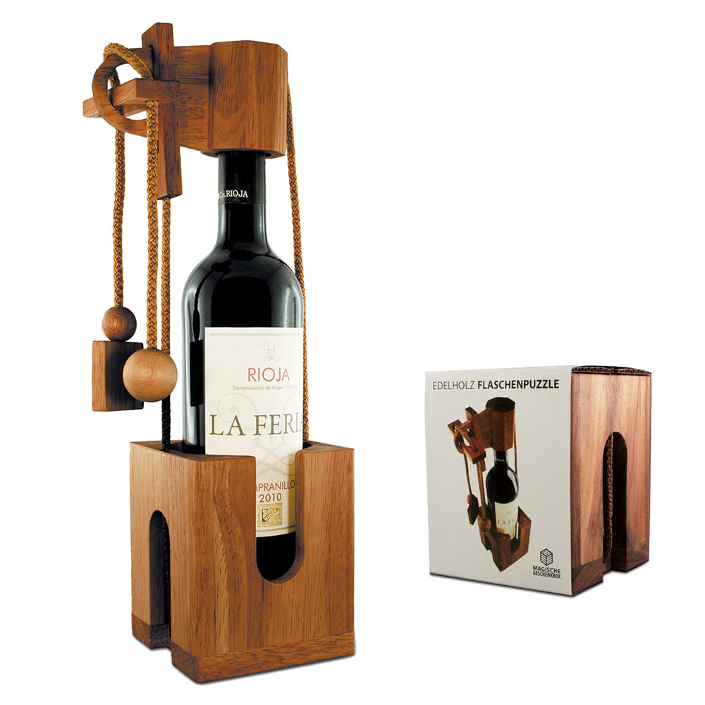 Edelholz Flaschenpuzzle - Das Original (dunkel)