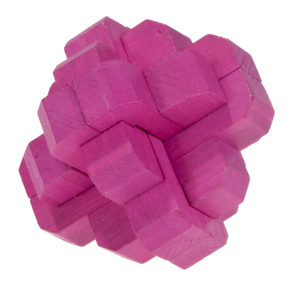 Farbiges Bambuspuzzle "Runder Knoten" magenta