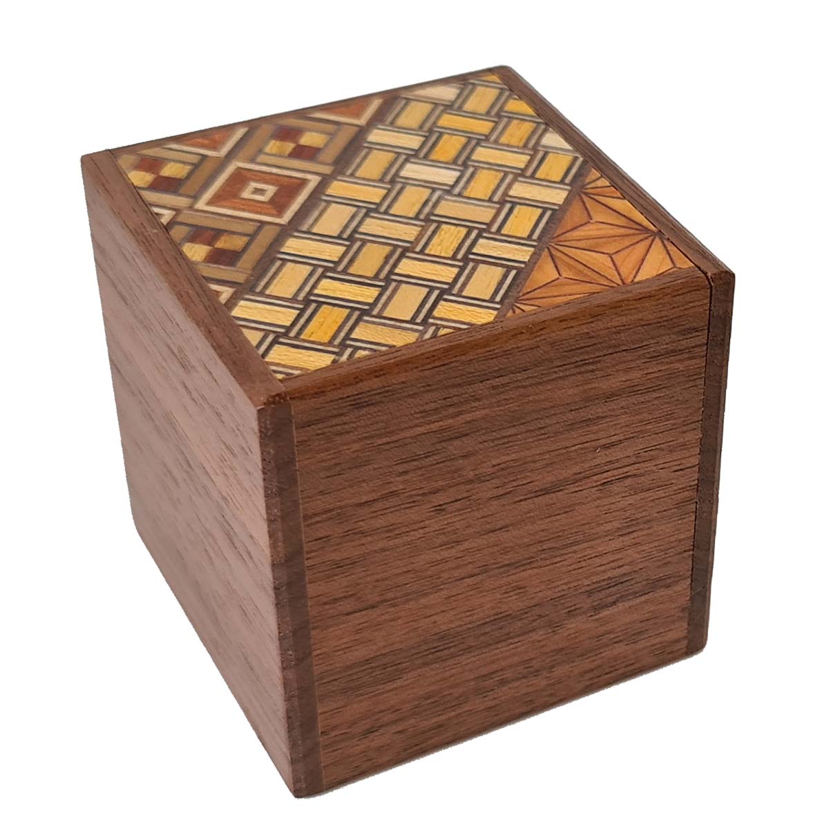 Himitsu Bako 2 Sun Cube 7 Steps Yosegi / Walnut Wood