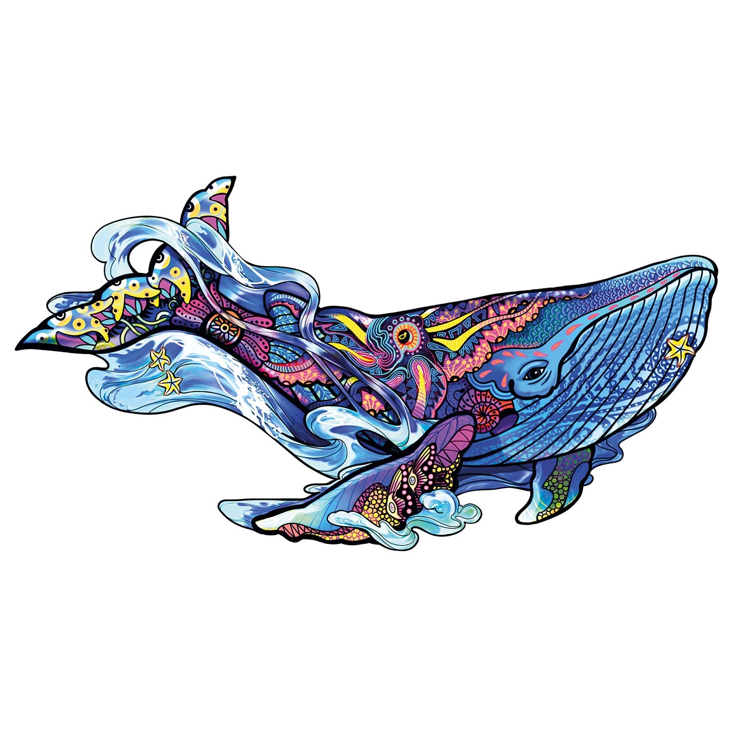 Rainbow Wooden Puzzle Blue Whale (Blauwal)