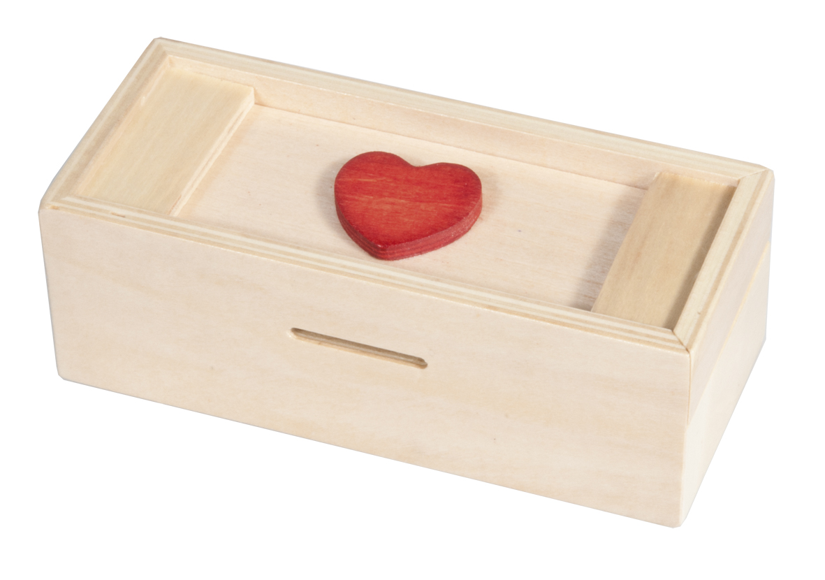 Trickbox Geldgeschenkbox natur / rotes Herz