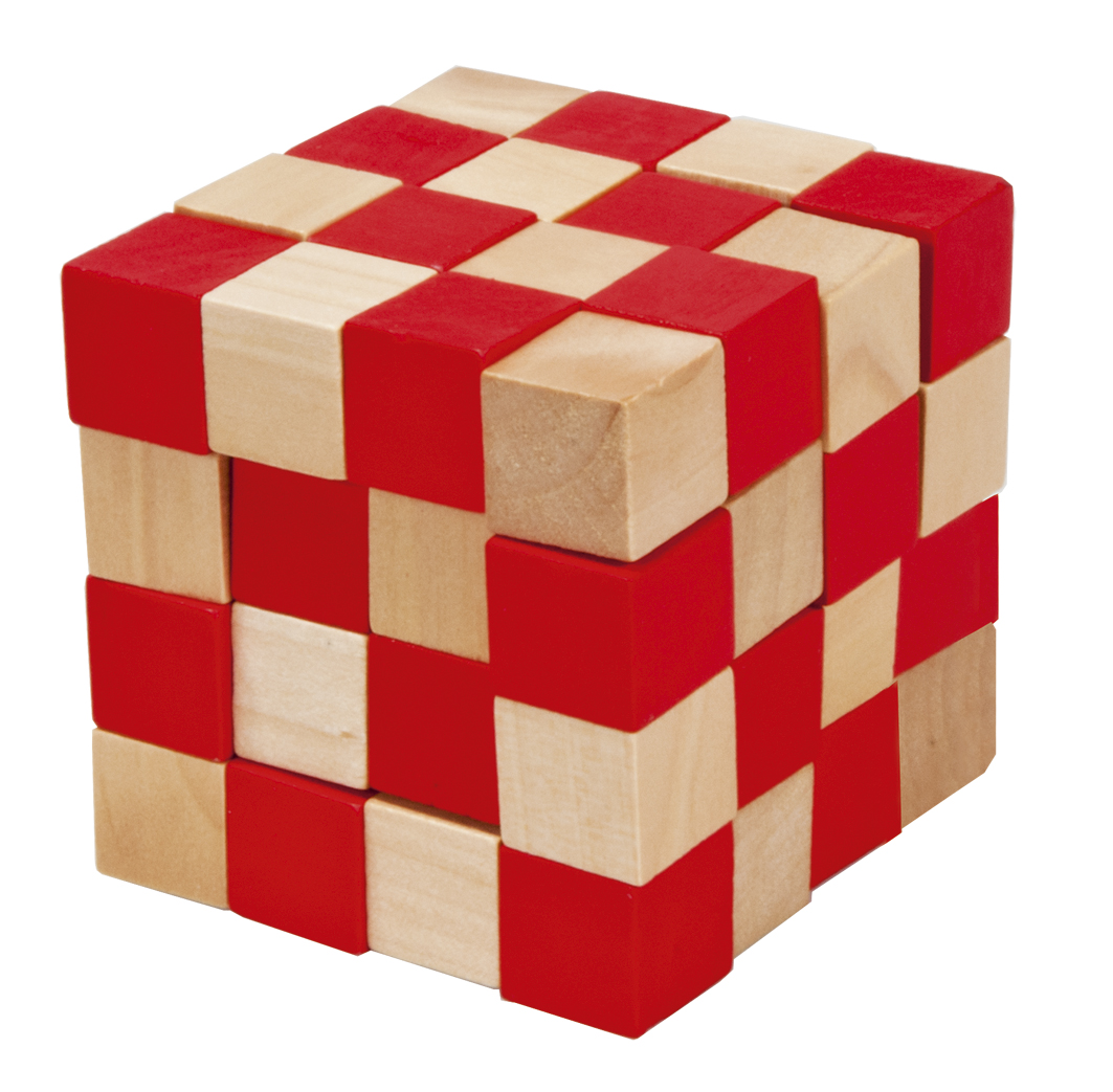 Bambus-Schlangenwürfel groß, natur/rot