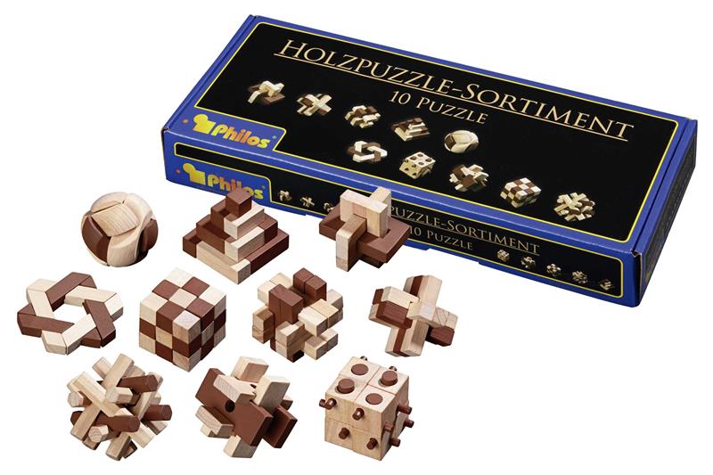 Holzpuzzle-Sortiment 10 Puzzle