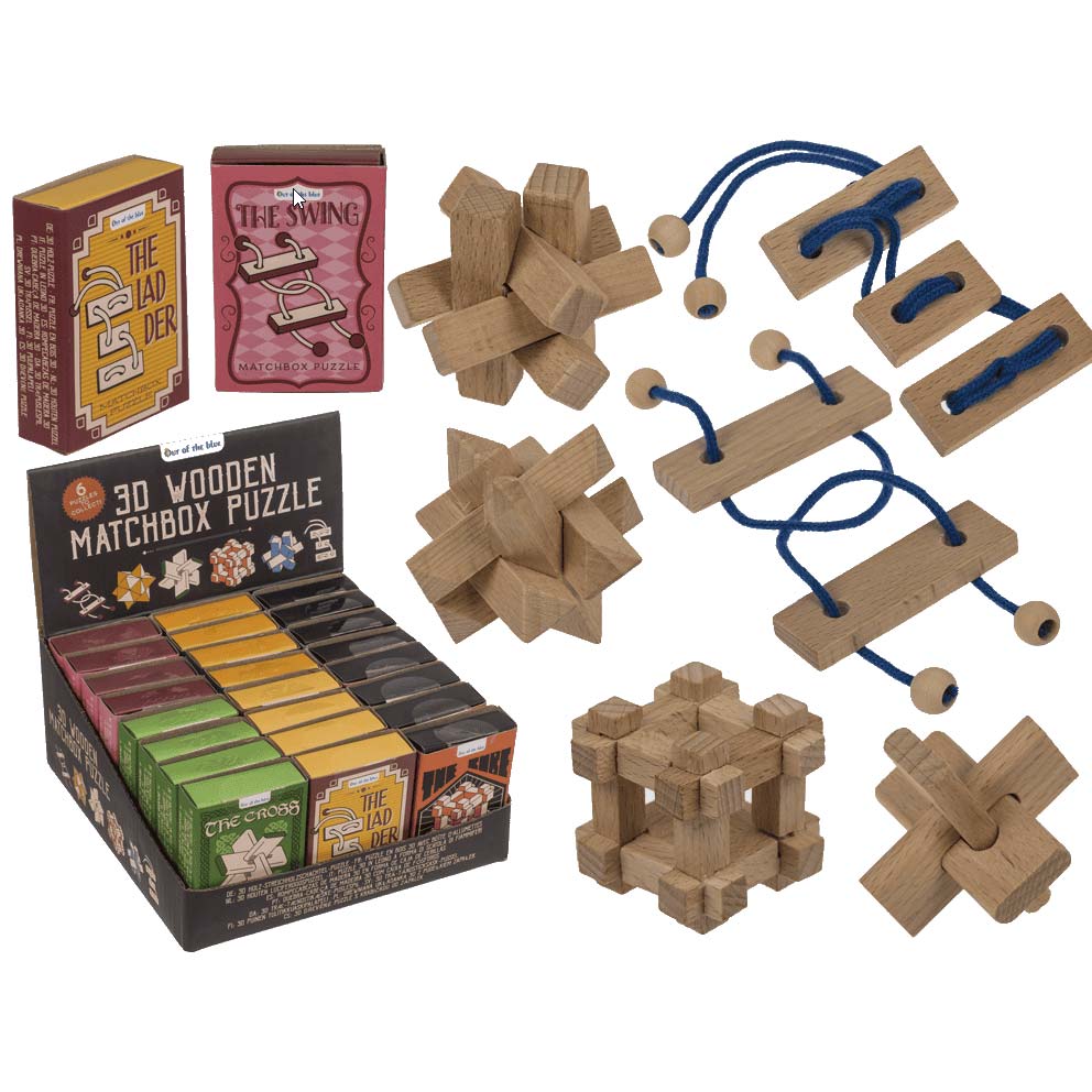 Holzpuzzle in Streichholzschachtel Sparset (6 Puzzle)