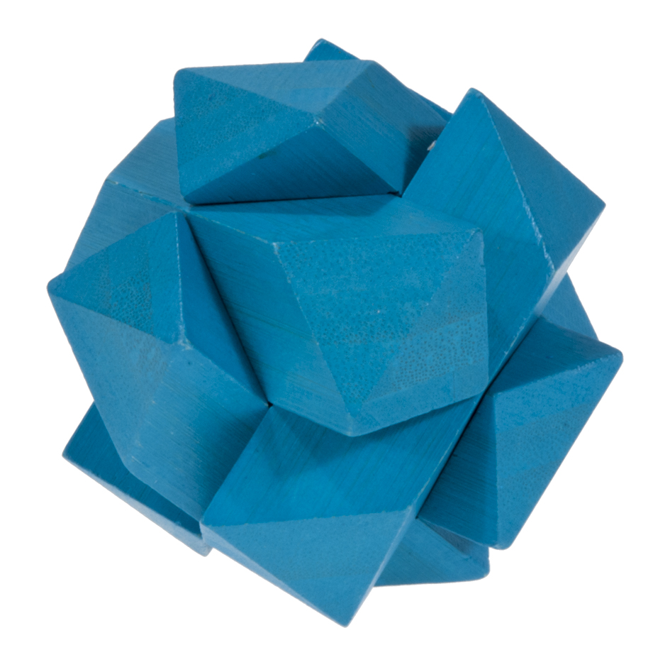 Farbiges Bambuspuzzle "Schräger Knoten" blau