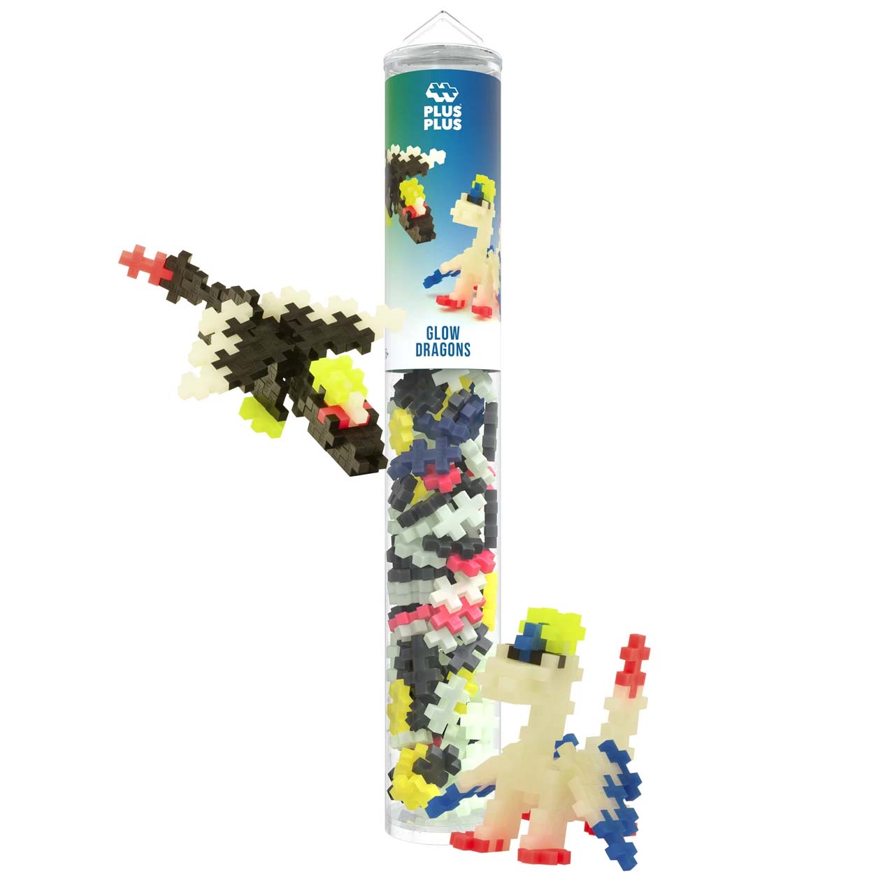 Plus-Plus Tube Mini Basic: Nacht Drache (Glow)  - 100 Bausteine