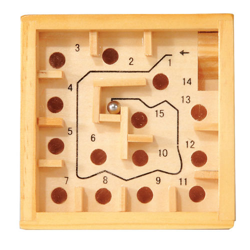 Labyrinth Gesellschaftsspiel aus Holz natur