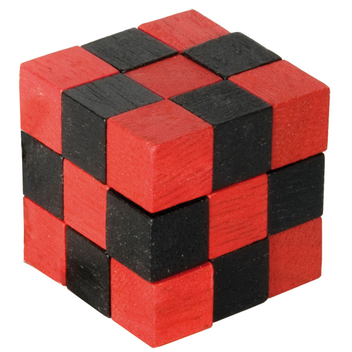 Holz-Schlangenwürfel rot/schwarz