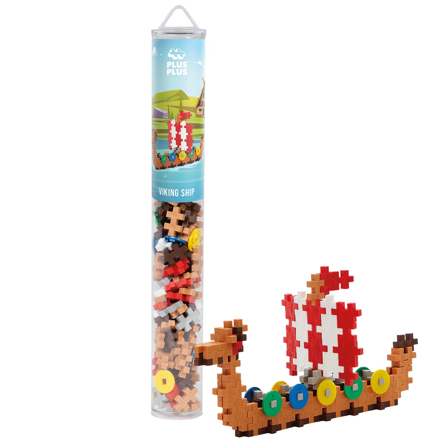 Plus-Plus Tube Mini Basic: Wikingerschiff - 100 Bausteine