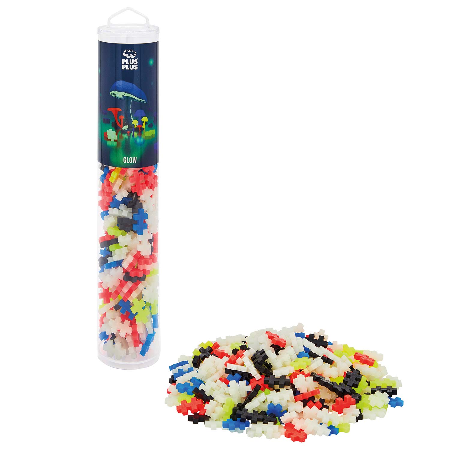 Plus-Plus Tube Mini Basic: Glow in the Dark - 240 Bausteine