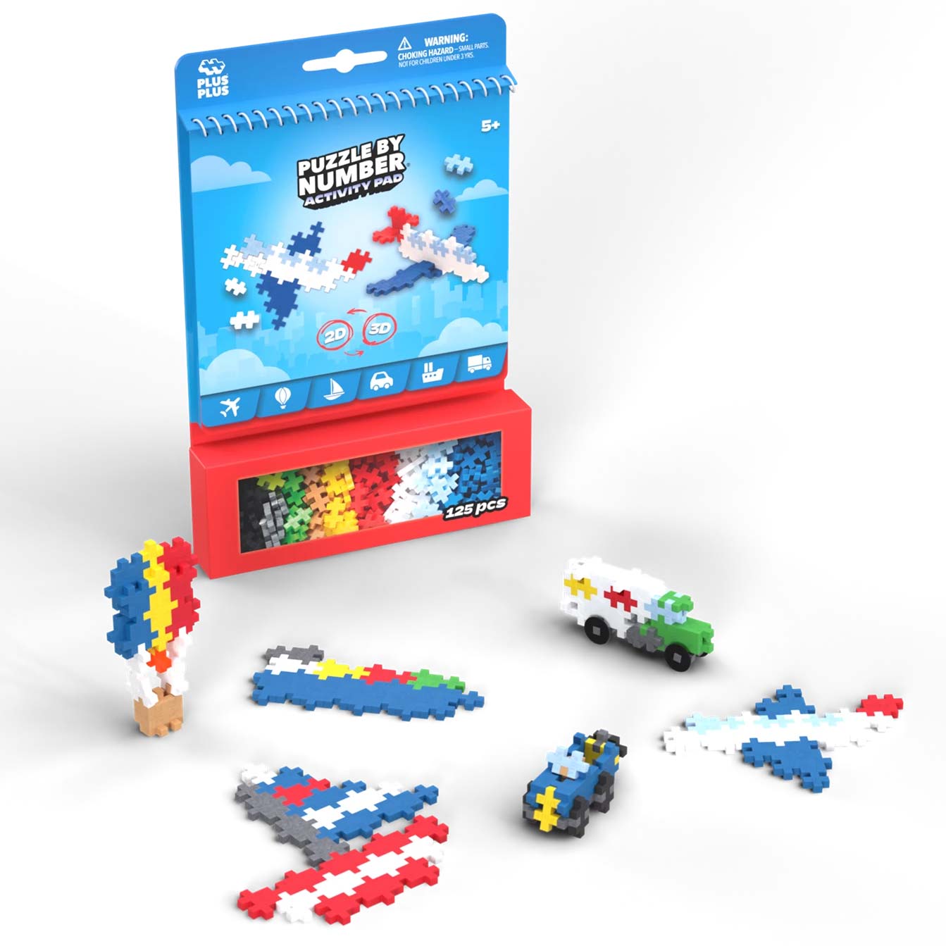 Plus-Plus Puzzle by Number Activity-Pad: Fahrzeuge - 125 Bausteine