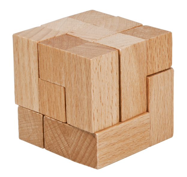 Holzpuzzle in Plexiglaswürfel "L-Würfel"