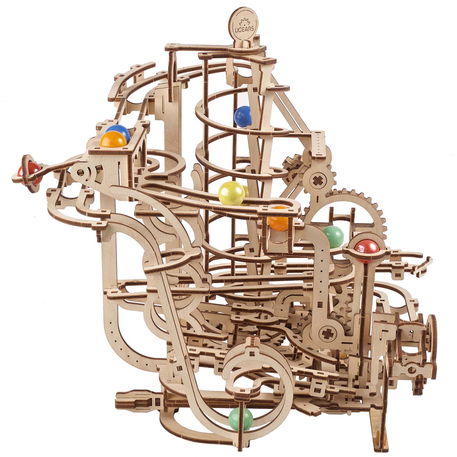 Ugears Murmelbahn mit Spiralaufzug