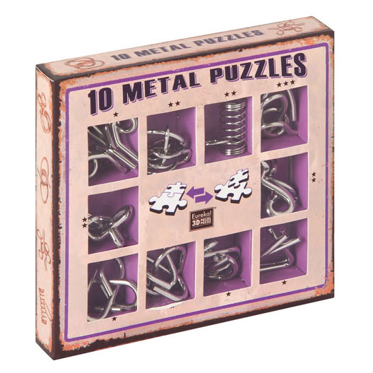 10 Metallpuzzle im Set "violett"