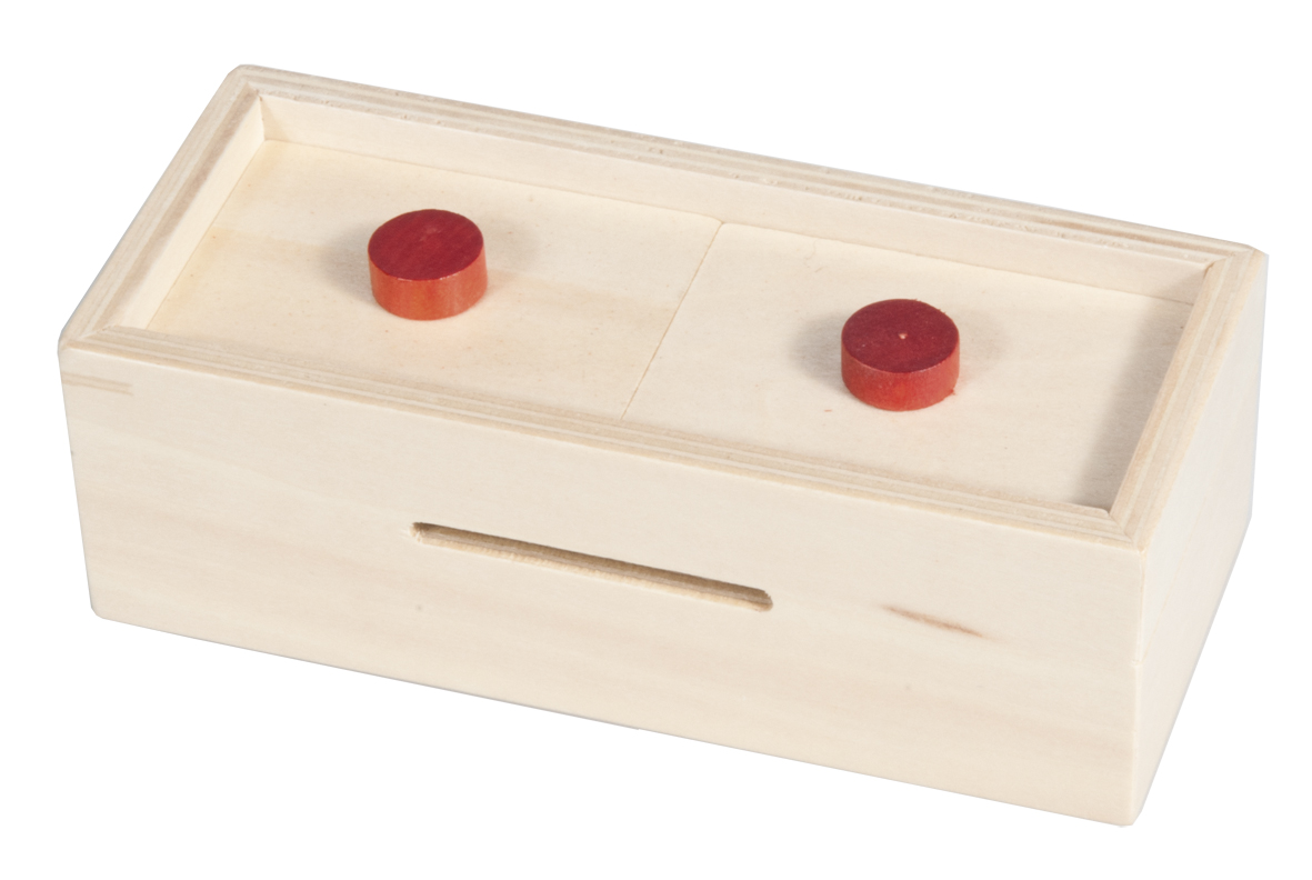 Trickbox Geldgeschenkbox natur / rote Knöpfe