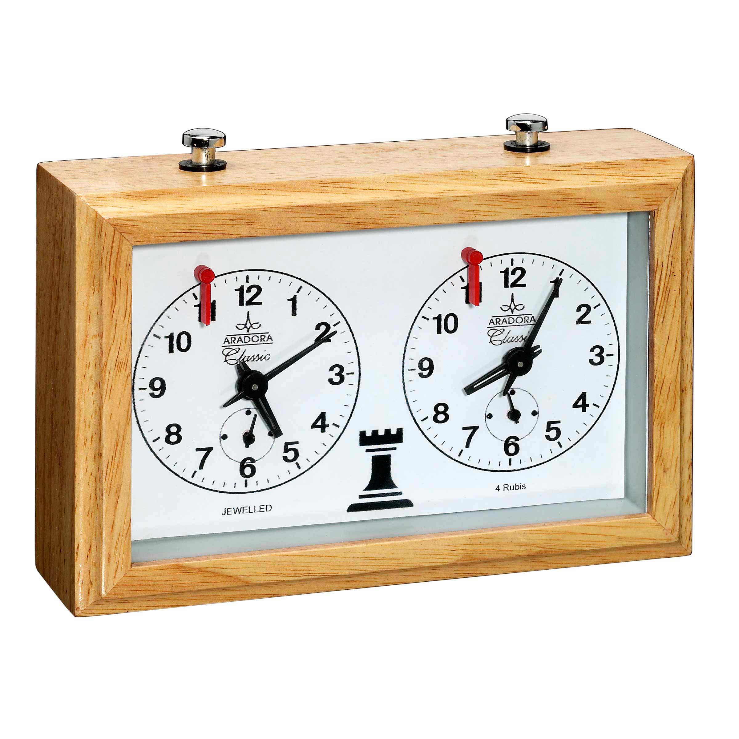 Schachuhr Aradora, mechanisch, Holzgehäuse