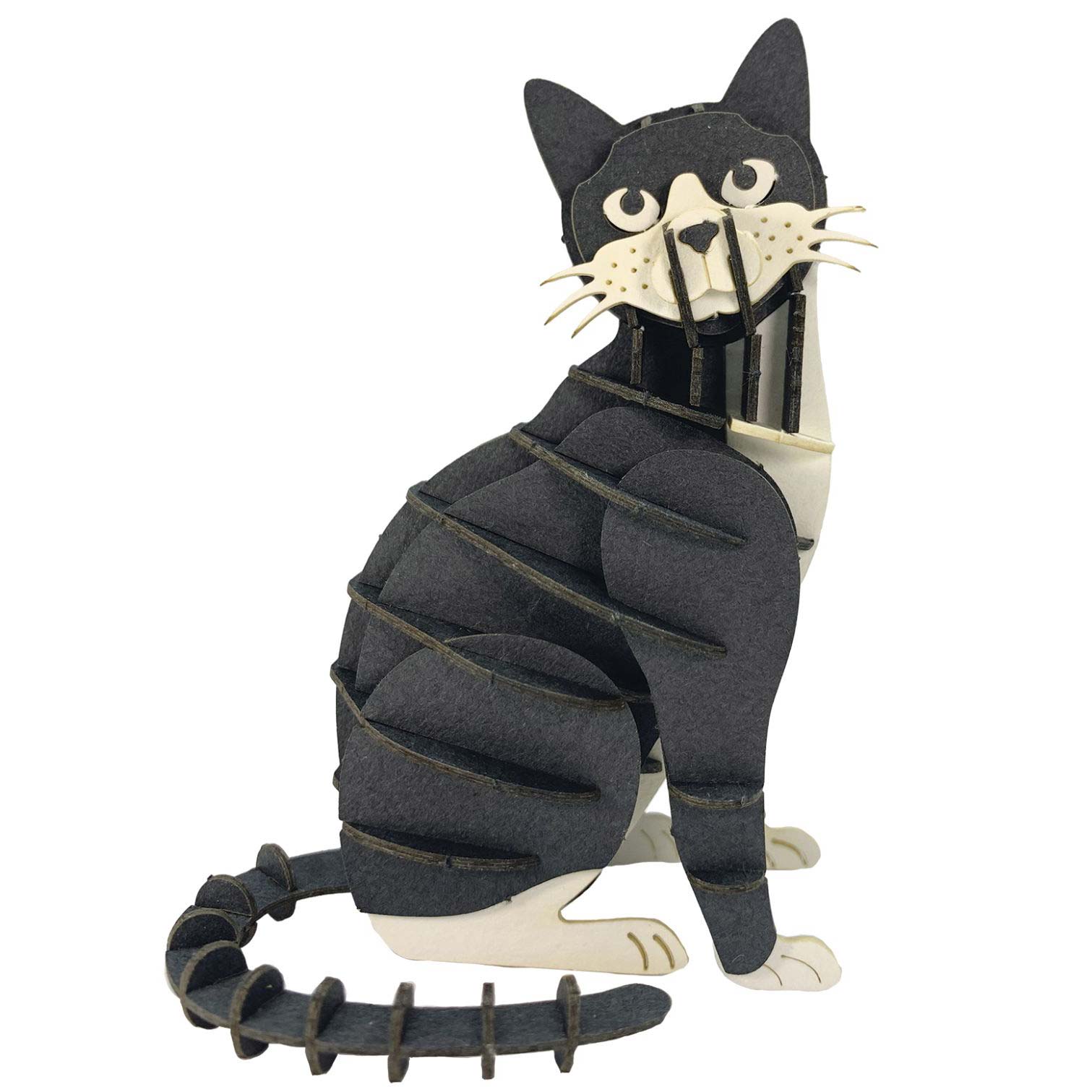 3D Papiermodell Katze, schwarz/weiß