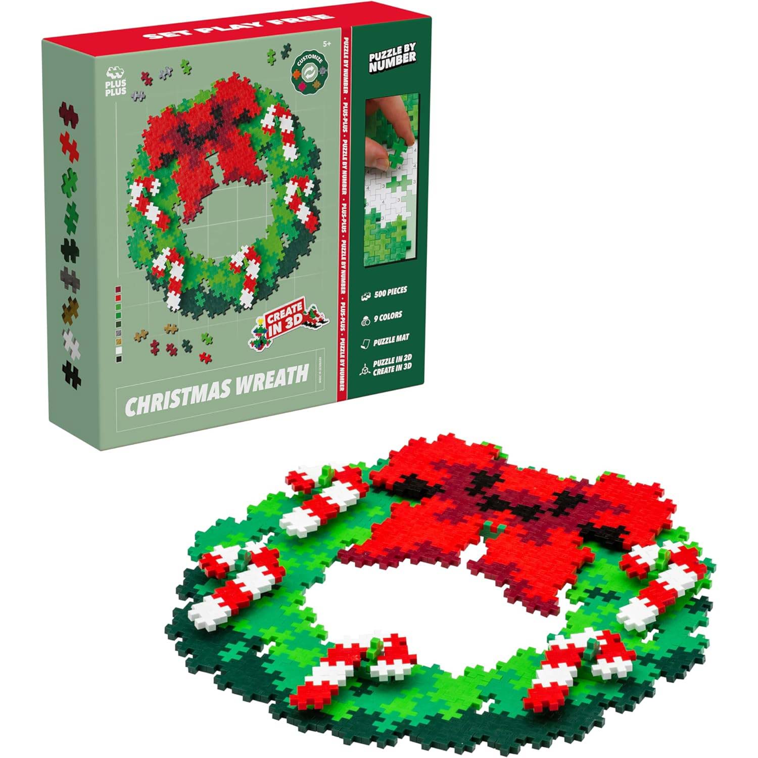 Plus-Plus Mini Basic: Weihnachtskranz - 500 Bausteine