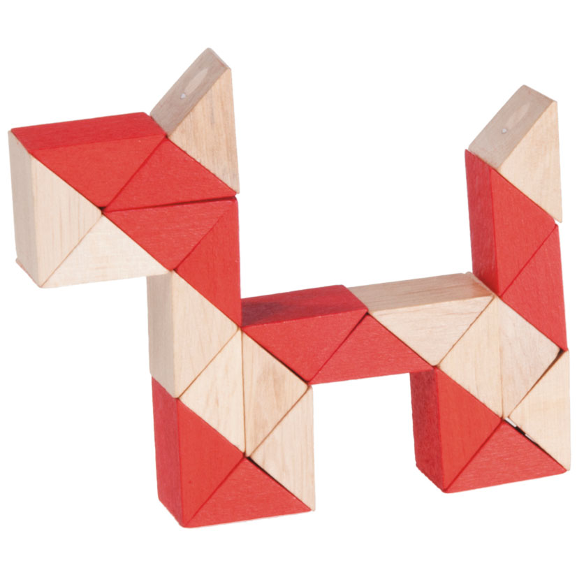 Schlangen-Dreieck aus Holz Natur/Rot